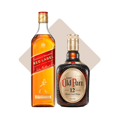 Combo Whisky Johnnie Walker Red Label 1L + Whisky Old Parr 1L
