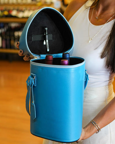 Bag de Couro Legítimo – Para Vinhos e Taças, Disponível em Diversas Cores
