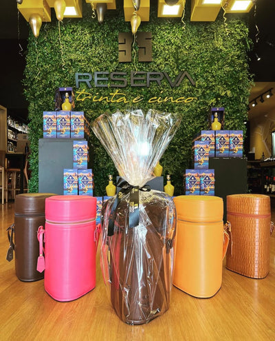 Bag de Couro Legítimo – Para Vinhos e Taças, Disponível em Diversas Cores